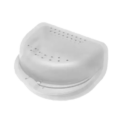 Een witte AMPri PP-tandartsenkoffer van kunststof voor volwassenen met de afmetingen 80 x 80 x 45 cm heeft op zijn gewelfde oppervlak meerdere kleine ventilatiegaten. Dit artikel, vervaardigd door de AMPri Handelsgesellschaft mbH van praktisch polypropyleen, dient voor veiligheid of bescherming en wordt waarschijnlijk gebruikt in het orthodontische werk.