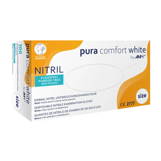 Ampri Puracomfort witte nitrilhandschoenen, wit | Box (100 stuks)