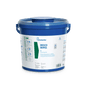 De Dr. Schumacher DESCO WIPES EIMER KLEIN is een blauwe kunststofemmer van Dr. Schumacher GmbH voor desinfectiedoekjes met een verzegeld deksel, handgrepen en een etiket met productinformatie, gebruiksaanwijzingen en blauw-groene grafiek.