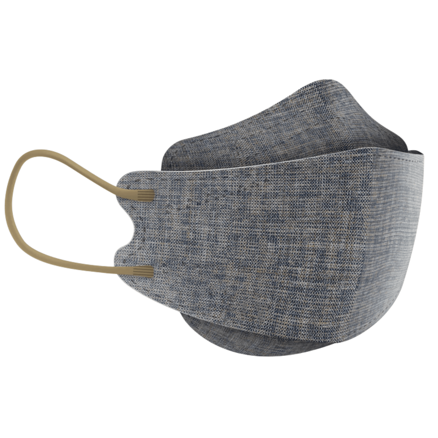 De Altruan Designer-gezichtsmasker Deeltjesfilterend (FFP2-norm) is afgebeeld in blauw met een driedimensionaal ontwerp. Ze heeft twee beige oorlussen en zichtbare naden, belichaamt een modieus ontwerp en voldoet tegelijkertijd aan de FFP2-norm voor effectieve bescherming. De geweven stof verbetert duurzaamheid en comfort.