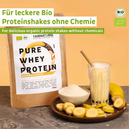 Biologische weiproteïnepoeder banaan