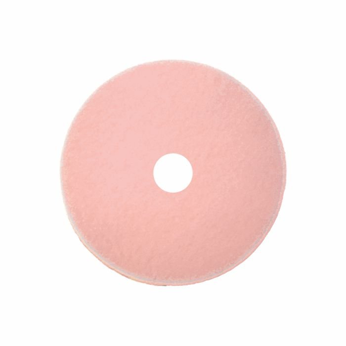 Het Arcora Ultra-High-Speed Pad Champagner van Arcora International GmbH is een rond, plat, roze reinigingspad met een centraal gat en gladde textuur, dat is ontwikkeld voor het gebruik van vloeronderhoud Ultra-High-Speed Pads en wordt afgebeeld op een eenvoudige witte achtergrond.