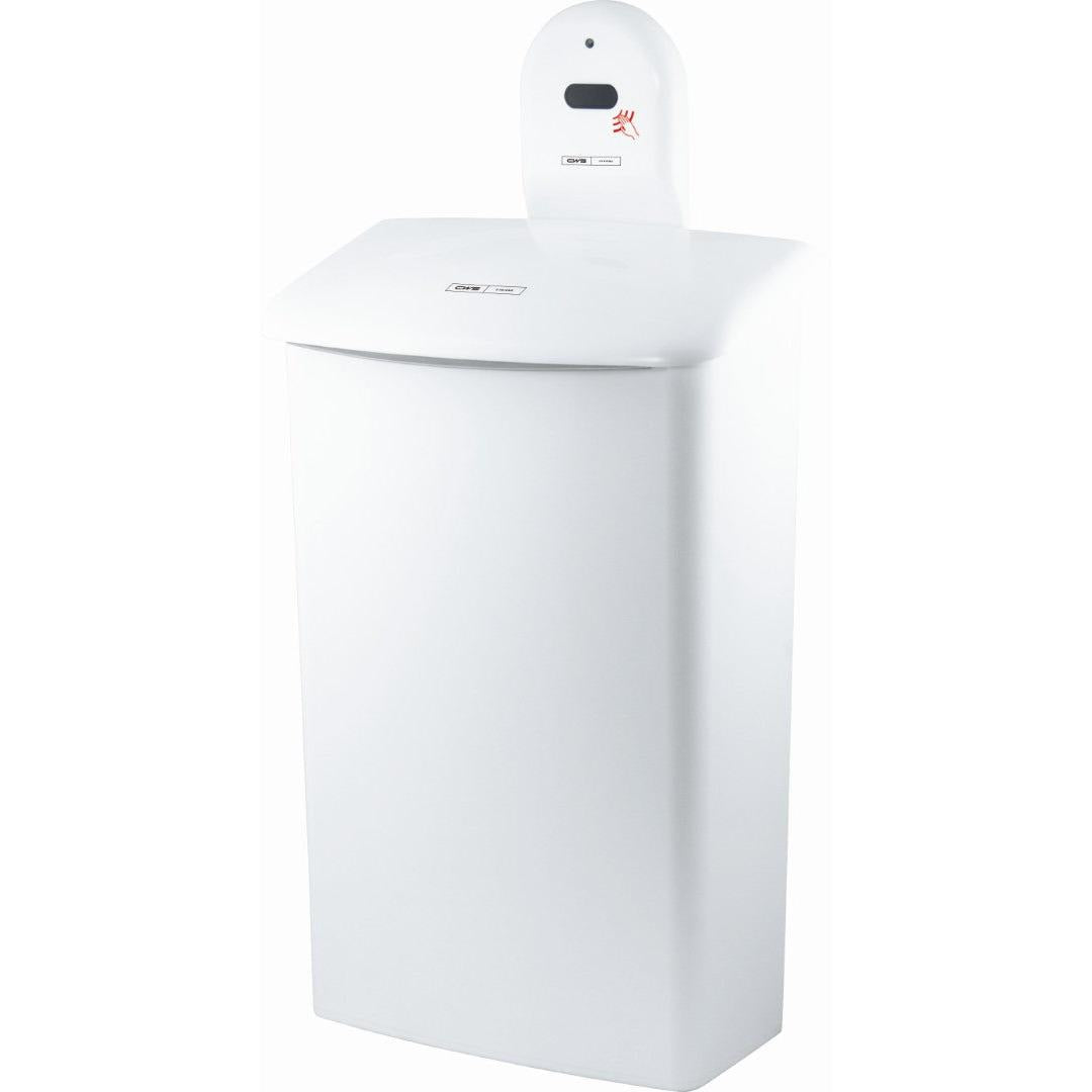 De CWS ParadiseLine wandhouder voor Hygienebox 575000 is een witte, rechthoekige houder van CWS, ontworpen voor handsfree gebruik met compatibele hygiëneboxen.