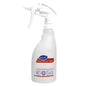 De witte 500 ml triggerspray-fles "Sani 4 in 1 Plus" van Diversey Deutschland GmbH & Co. OHG met schuimverstuiver, blauw en rood design, symbolen voor reiniging en desinfectie en is verkrijgbaar als navulfles (1 stuk).
