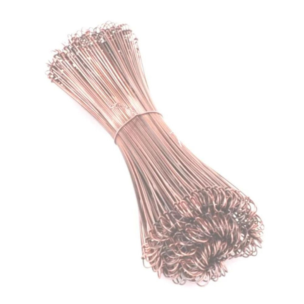 Een bundel van 200 DEISS draadlussen voor het sluiten van vuilniszakken, verkoperd door EMIL DEISS KG (GmbH + Co.), bestaat uit dunne, koperbeklede draden met haakvormige uiteinden voor het veilig sluiten van vuilniszakken.