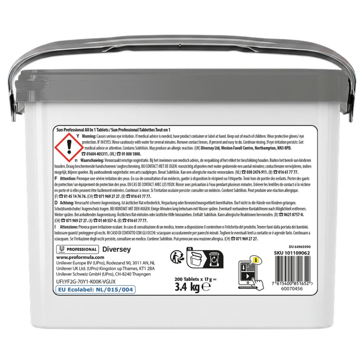 Sun Professional All in 1 Tabs 200 Tabs – Rückseite
