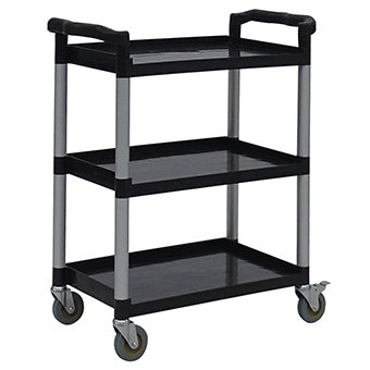 Der Novocal Mehrzweckwagen verfügt über drei schwarze Kunststoff-Fachböden, ein rundum offenes Design und vier schwenkbare Räder. Griffe an beiden Enden sorgen für leichte Manövrierbarkeit. Marke: Novocal. Packung: 1 Stück.