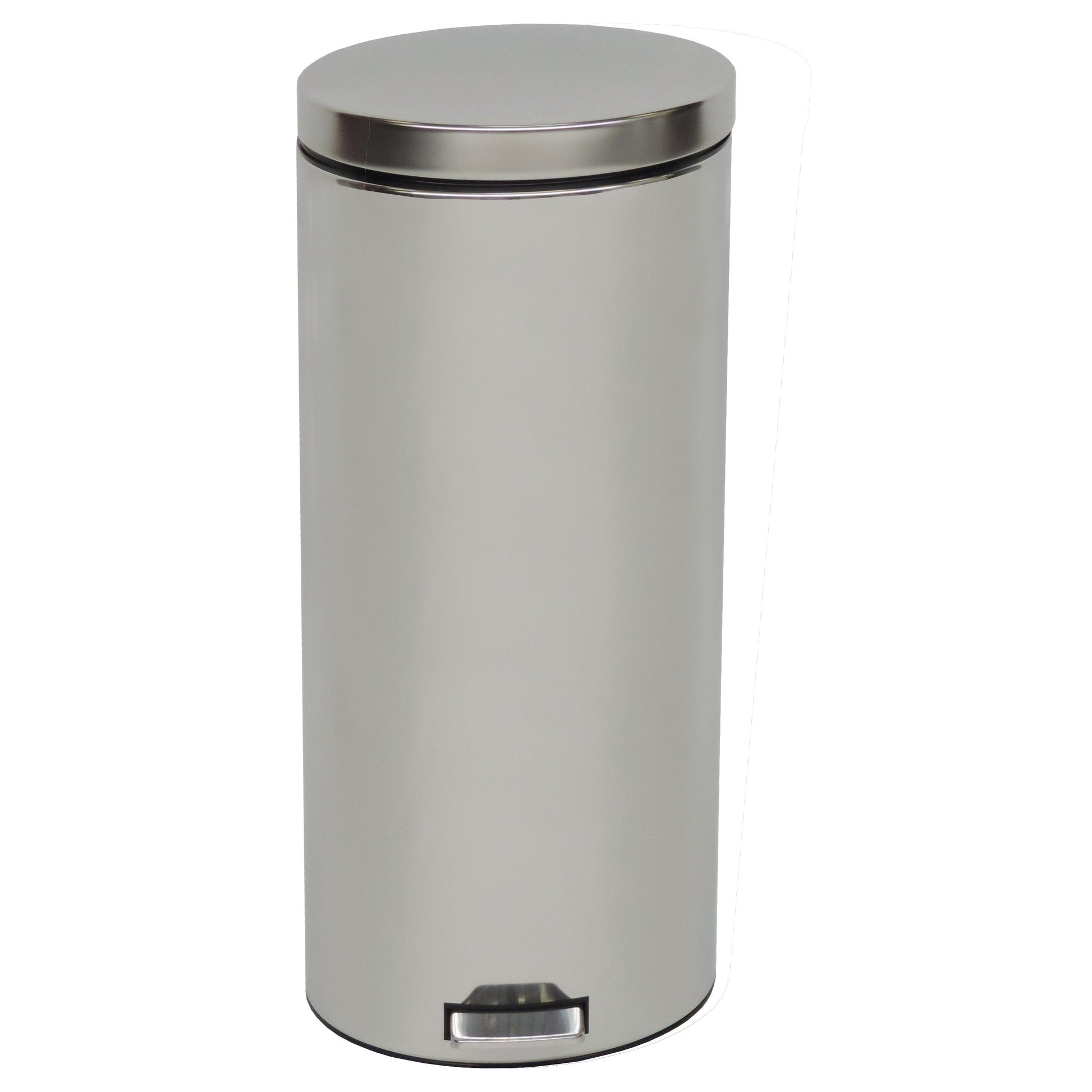 Der Novocal Tretabfalleimer aus korrosionsbeständigem Chromstahl mit geschlossenem Deckel und Fußpedal ermöglicht ein hygienisches, handfreies Öffnen; inkl. Inneneimer, 1 Stück je Packung.