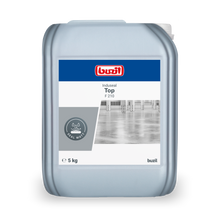 A 5 kg Kanister Induseal Top Versiegelung farblos-hellgelb von BUZIL-WERK Wagner GmbH & Co. KG mit blau-grauem Etikett - ideal als langlebige Versiegelungslösung.