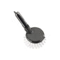Een zwart-grijze afwasborstel van Haug Bürsten KG, met een witte VERVANGENDE KOP ROND met PBT ø0,35MM middel voor Art. 15090/15190/15390 en een gebogen handvat met ophanggat, ideaal als schoonmaakapparaat voor uw keuken.