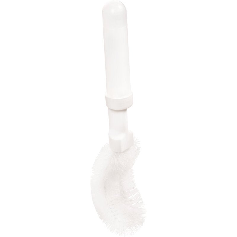 De URINAALBORSTEL M.DISPENSER NYL.6.0 WIT van Haug Bürsten KG heeft een rechte kunststofgreep en gebogen, flexibele nylonborstels (ø 0,35mm) voor de hygiënische reiniging van moeilijk bereikbare plekken, die schuin gebogen zijn voor een efficiënte toepassing.