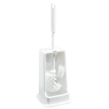 De WC-GARNITUUR 4-KANT, BORSTEL6140 WIT (145x145x415mm) van Haug Bürsten KG beschikt over een witte kunststofborstel en een handgreep in een bijpassende rechthoekige houder, die perfect past bij een minimalistische badkamerinrichting.