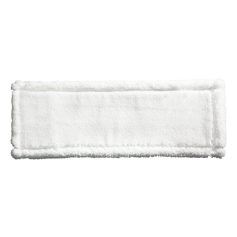 Een rechthoekige, witte WISCHBEZUG POLYESTER 400MM reinigingspad van 100% microvezel van Haug Bürsten KG is afgebeeld tegen een eenvoudige witte achtergrond.