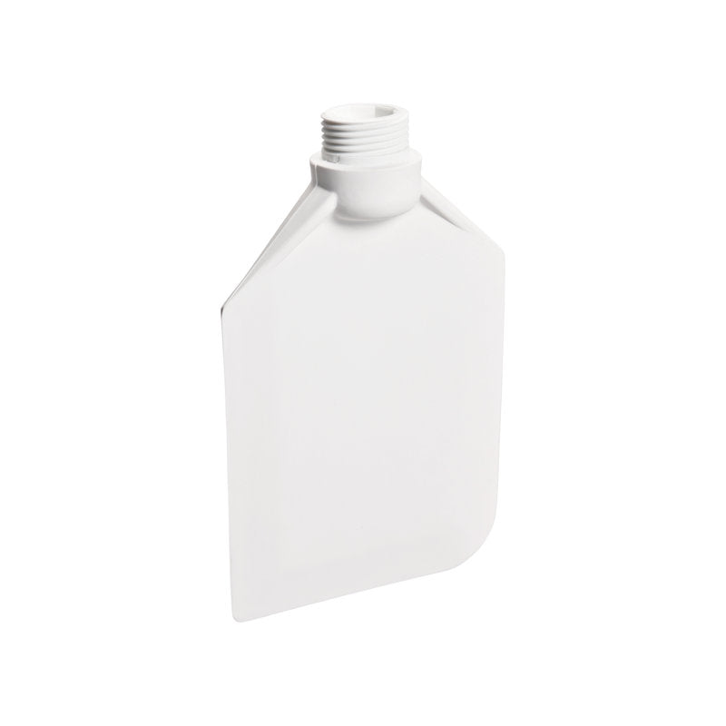 Eine weiße, flache, rechteckige Kunststoffflasche mit Schraubverschluss steht aufrecht auf einem unifarbenen Hintergrund - ideal zur Verwendung mit dem Haug Bürsten KG RÜHRLÖFFEL, WEICH, TPE 190x120x40mm, ohne Stiel.