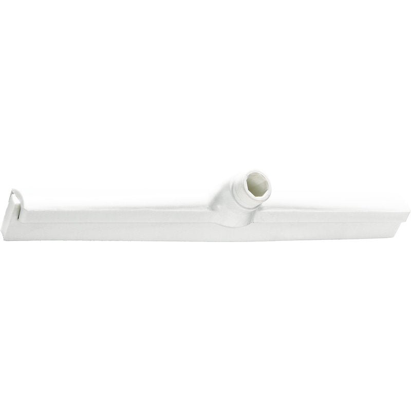 De WASSERSCHIEBER M.WECHSELPROFIL WIT EINLIPPIG 420x35x25MM van Haug Bürsten KG, met centrale hoekverbinding en haakvormig uiteinde, is perfect voor het reinigen van gladde oppervlakken. Afgebeeld op een witte achtergrond.