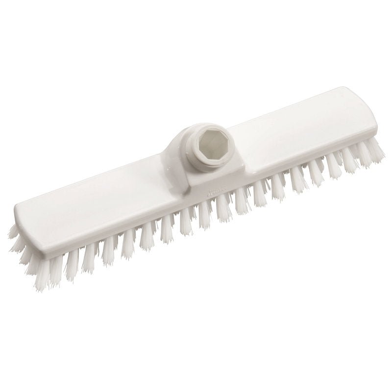 De WISCHER,PP WEIß ø 0,35MM HART 280X50X20MM van Haug Bürsten KG heeft stijve witte PP-borstelharen en een centrale steelhouder, waardoor deze rechthoekige borstel ideaal is voor het reinigen van vloeren en oppervlakken in het huishouden.