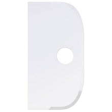 Der SCHABER GROß, PP, FLEXIBEL, 230x118mm von Haug Bürsten KG ist ein weißer, rechteckiger Polypropylen-Abstreifer mit abgerundeten Kanten, einer gewölbten rechten Seite und einem zentralen, kreisförmigen Loch. Der Hintergrund ist einfarbig weiß.