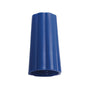 Een blauwe kunststofverbinder met een geribbelde, conische vorm en een holle bodem, vergelijkbaar met de Haug Bürsten KG OVERWERPMOER BUITEN-ø 25MM BLAUW(BENETTON) 74Xø 42MM.