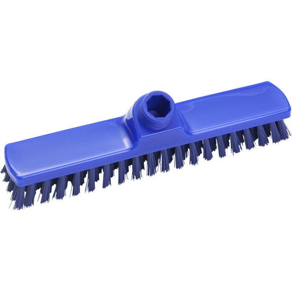 De WISCHER, ø 0,50 MM HARD, 280x50x26 MM van Haug Bürsten KG is een blauwe, rechthoekige borstelkop met stijve borstelharen en een centrale bus, ideaal voor het effectief reinigen van vloeren en oppervlakken in het huishouden.