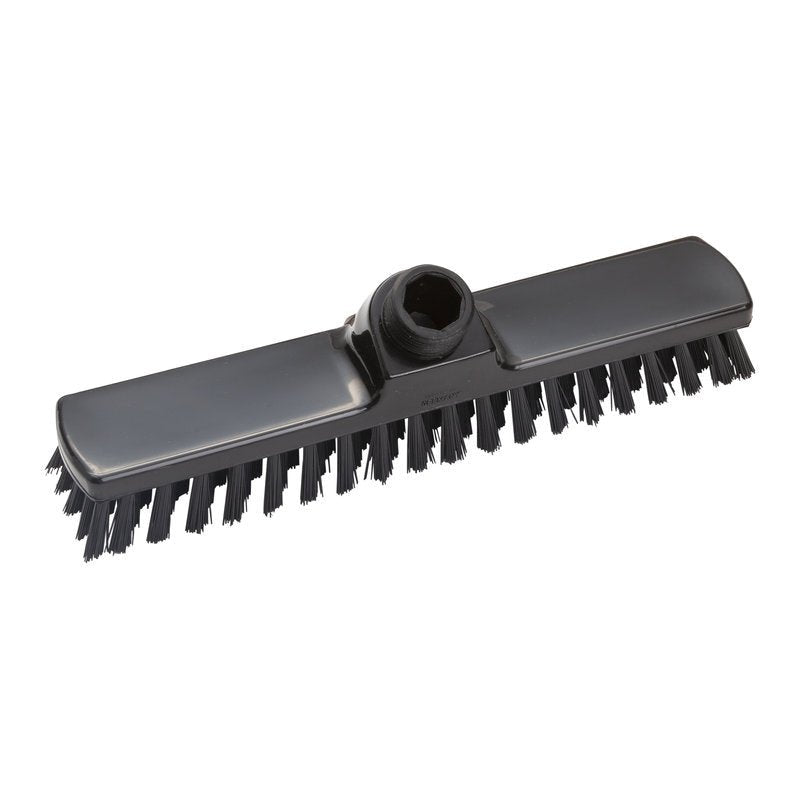 De WISCHER ø 0,50 mm hard (280x50x26 mm) van Haug Bürsten KG is een zwarte bezemkop met stijve borstelharen en centrale steelkoppeling, ideaal voor harde reinigingstaken.