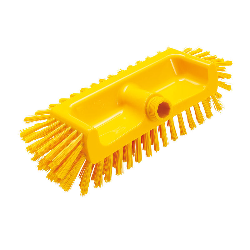 De ECKENSCHRUBBER Ø0,50MM MEDIUM (320x125x40-50mm) van Haug Bürsten KG is een rechthoekig reinigingsgereedschap met stevige borstelharen rondom en schroefdraadgat - ideaal voor moeilijk toegankelijke hoeken.