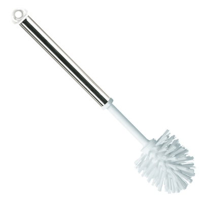 De Haug WC-rondborstel van Haug Bürsten KG heeft een ronde borstelkop, een verchroomde metalen greep met ophangoog en is ontworpen voor sanitaire reiniging.