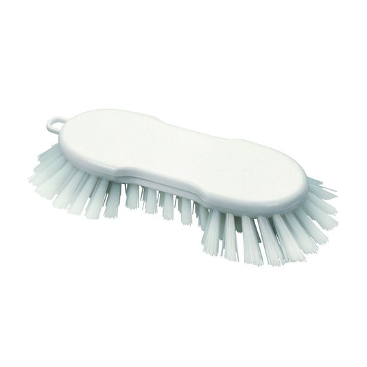 De Haug-wasborstel PBT Wit van Haug Bürsten KG is voorzien van stijve PBT-vezels en een ergonomische handgreep, ideaal voor een efficiënte reiniging van oppervlakken. Afmetingen: 225 x 72 x 55 mm.