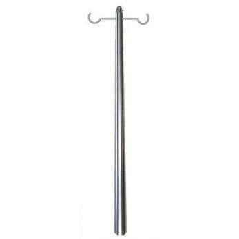 De Novocal infusieflessenhouder wordt veilig aan de achterwand bevestigd en houdt infusiezakken met twee haken vast, afgebeeld op een eenvoudige witte achtergrond. Ideaal voor medische instellingen. Merk: Novocal. Verpakking bevat 1 stuk.