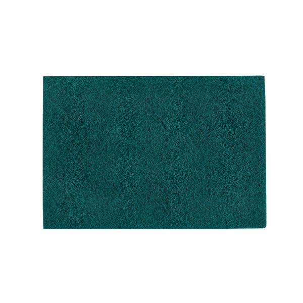 Het Johannes Kiehl KG Kiehl Woodmaster-Pad-Fine Schuurpad Korrel 120 hoekig is een rechthoekig groen schuurpad, ideaal voor de fijne afwerking en afgebeeld op een witte achtergrond. Geschikt als schuurpad 120 alternatief.