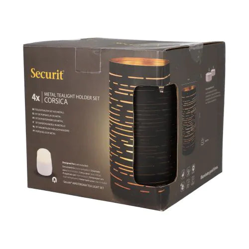 Papstar Securit® kandelaar Ø 8 cm x 15 cm zwart/goud