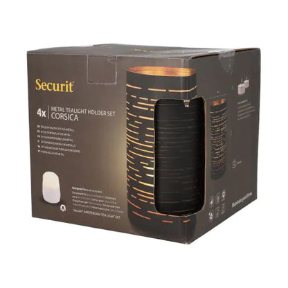 Papstar Securit® kandelaar Ø 8 cm x 15 cm zwart/goud