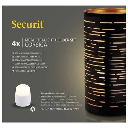 Papstar Securit® kandelaar Ø 8 cm x 15 cm zwart/goud