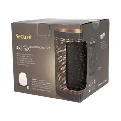 Papstar Securit® kandelaar Ø 8 cm x 15 cm zwart/goud