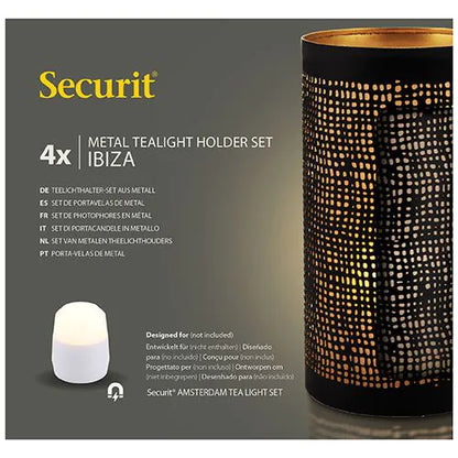 Papstar Securit® kandelaar Ø 8 cm x 15 cm zwart/goud