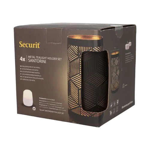 Papstar Securit® kandelaar Ø 8 cm x 15 cm zwart/goud