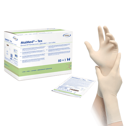 MaiMed-Tex steriele, licht gepoederde latex chirurgische handschoenen 50 paar/doos