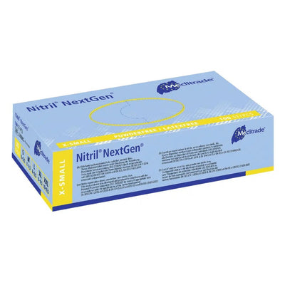 Meditrade Nitril Handschoenen NextGen® EN 455, poedervrij, blauw, 100 stuks.