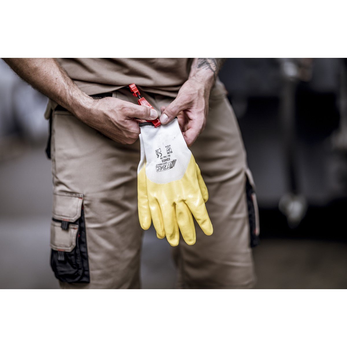 NITRAS nitrilhandschoenen, wit/geel