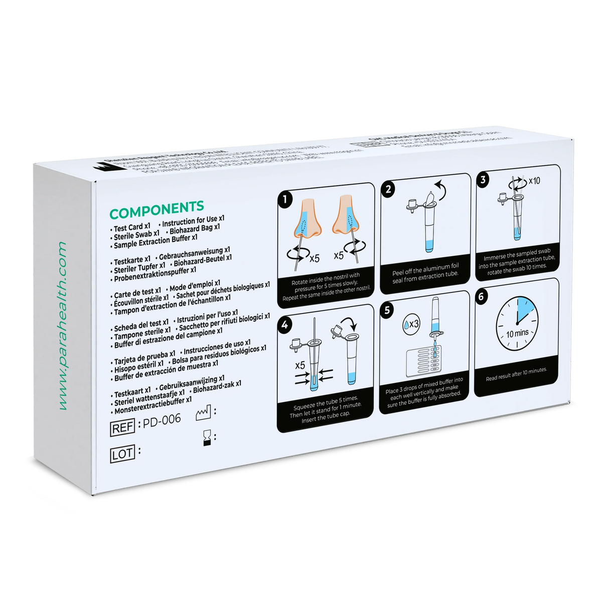 12-in-1 sneltestset voor het detecteren van antigenen (COVID-19, influenza A/B, streptokokken, legionella en andere) | Pakket (1 proef)