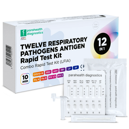 12-in-1 sneltestset voor het detecteren van antigenen (COVID-19, influenza A/B, streptokokken, legionella en andere) | Pakket (1 proef)