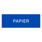 De Novocal Gekleurde Afvalsticker klein (1 stuk) in blauw met witte "PAPIER"-tekst is ideaal voor de markering en organisatie van papierafval bij recycling.