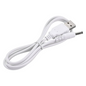 Een *Pluslife* USB-kabel in wit, met een standaard USB-A-stekker aan het ene uiteinde en een cilindrische DC-voedingsstekker aan het andere uiteinde, vertoont een robuuste afwerking. Het is netjes opgerold op een witte achtergrond en lijkt op de slanke *Pluslife oplaadkabel USB naar 3,5 mm*.