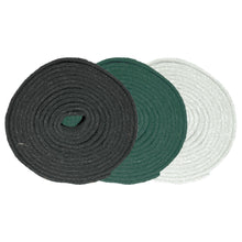 Drei Rollen Arcora ROLLENWARE HANDPAD 5000 x 150 mm der Arcora International GmbH sind in den Farben Schwarz, Grün und Weiß auf weißem Grund abgebildet - perfekt für diverse Reinigungs- oder Bindeanwendungen.