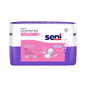 De Seni Control Super incontinentie-inlegger van TZMO Deutschland GmbH komt in een paars-wit design, toont draagcomfort en absorptievermogen op het etiket met pad-illustratie. De verpakking bevat 15 stuks.