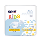 Die Seni Kids Junior Extra Inkontinenzhosen der TZMO Deutschland GmbH für Kinder ab 15 kg werden in einer farbenfrohen Packung mit Sonnen- und Wolkengrafik sowie dem Extra Dry System-Symbol geliefert und enthalten 30 Stück.