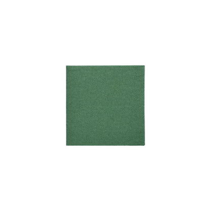 Ein Stück 24 cm x 24 cm große PAPSTAR-Servietten aus der „DAILY Collection“ mit grünem Design auf weißem Hintergrund dient als nachhaltige Tischdekoration und verleiht jedem Ambiente eine umweltfreundliche Note.