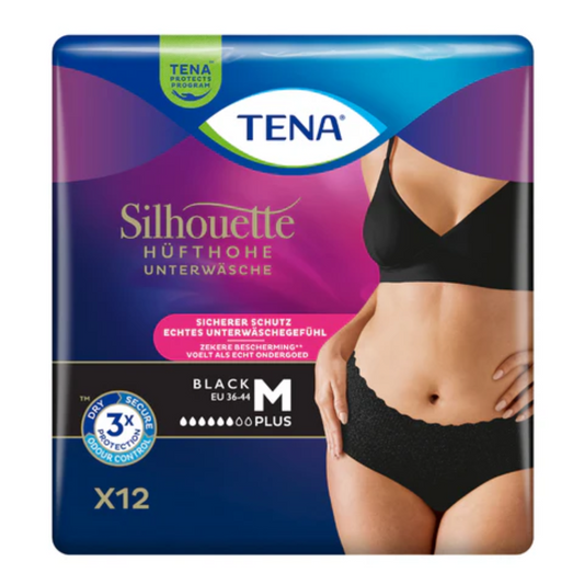 Tena Silhouette Plus Black Incontinentie broek maat. M | Pack (12 stuks)