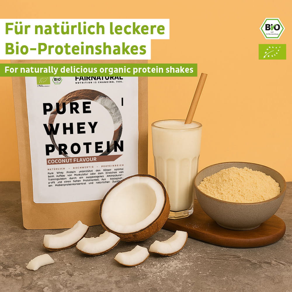 Biologische weiproteïnepoeder kokosnoot