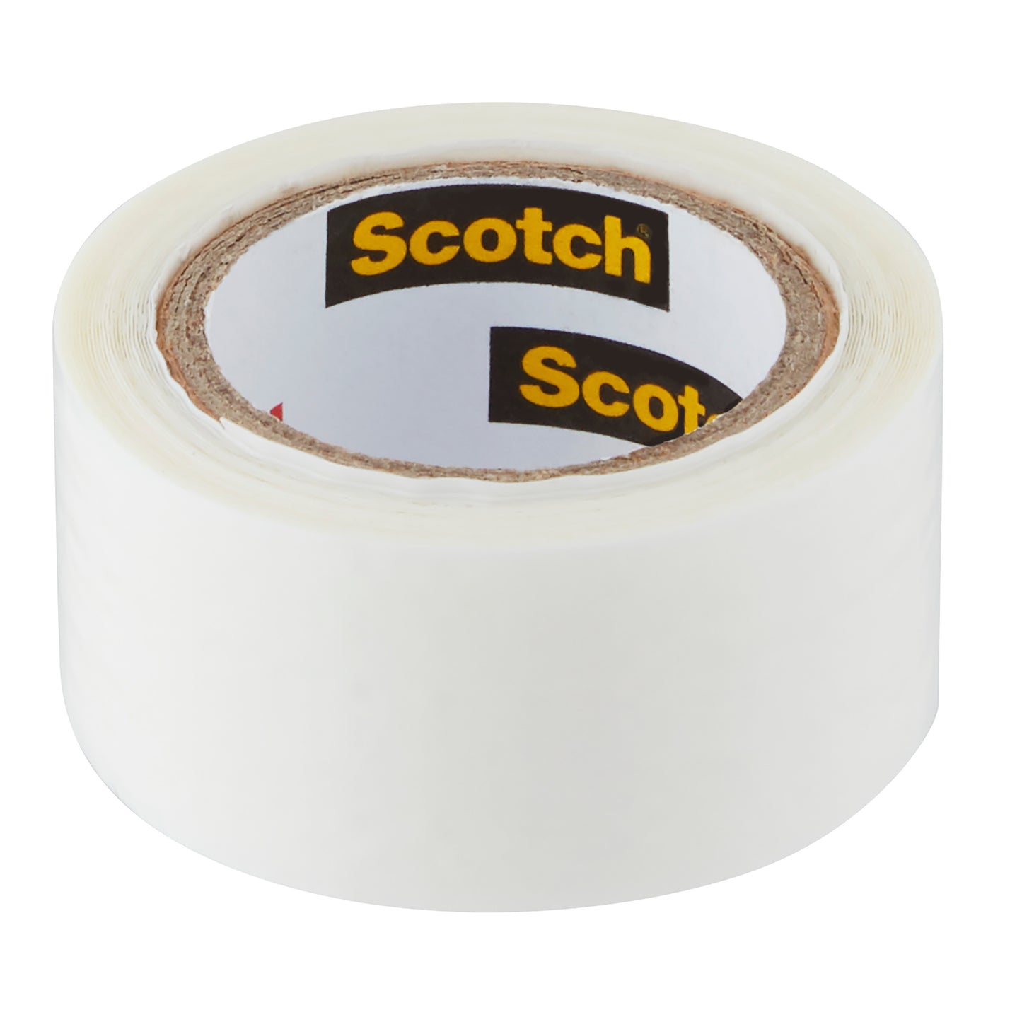Eine Rolle Scotch® Extremium™ Universal-Klebeband (3 m x 19 mm) der 3M Deutschland GmbH mit weißem Kern und dem Scotch-Branding wird vor weißem Hintergrund gezeigt.
