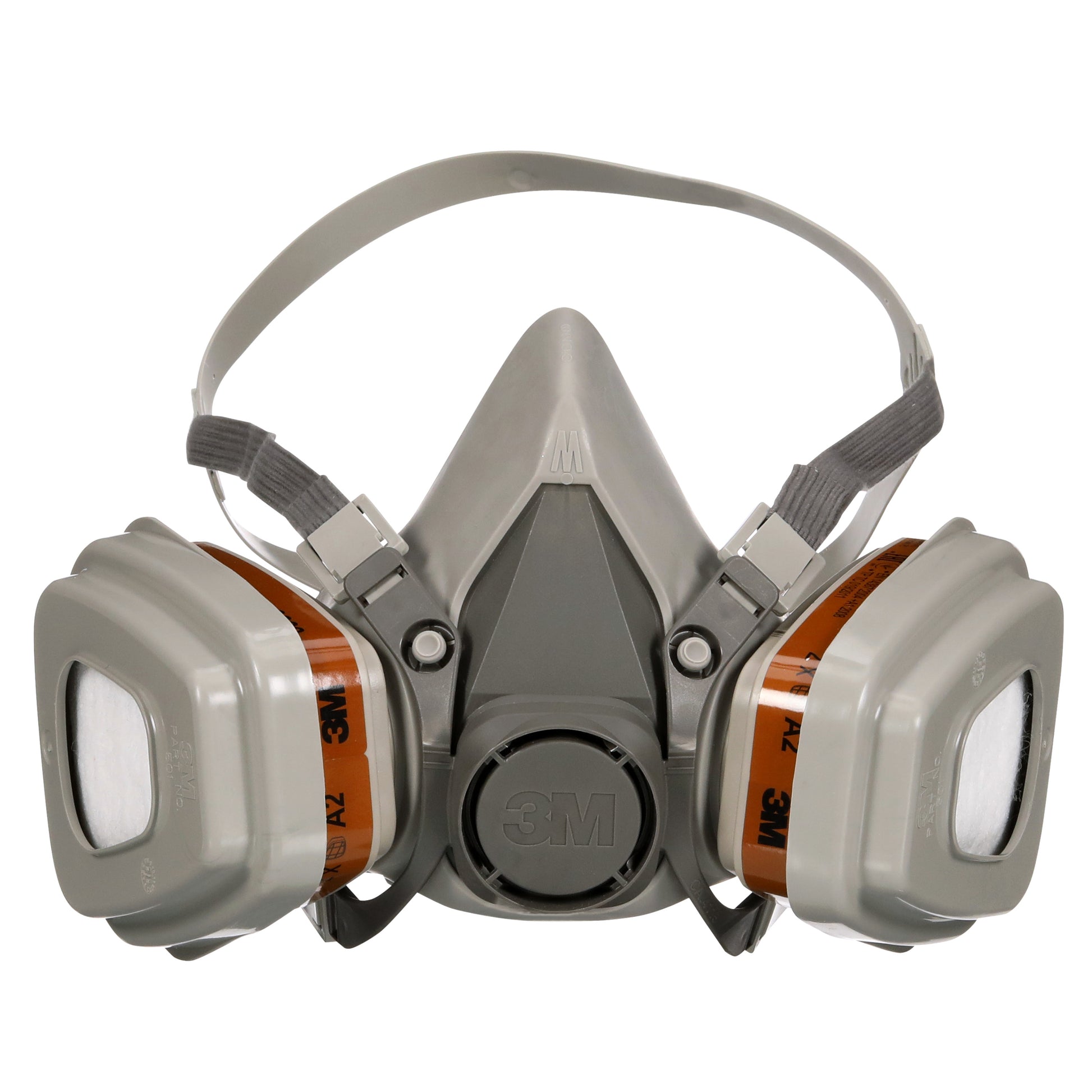 Die 3M™ Atemschutzmaske 6003KIT-1 von 3M Deutschland GmbH für organische Dämpfe (A2P3), mit austauschbaren Filtern und verstellbaren Kopfriemen, ist auf weißem Hintergrund abgebildet. Enthält 1x6200, 2x6055, 2x5935, 2x501.